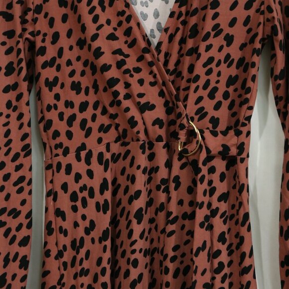 QED London Women’s Animal Print Wrap Dress Long Sleeve UK 10 (US 6) - Picture 3 of 8